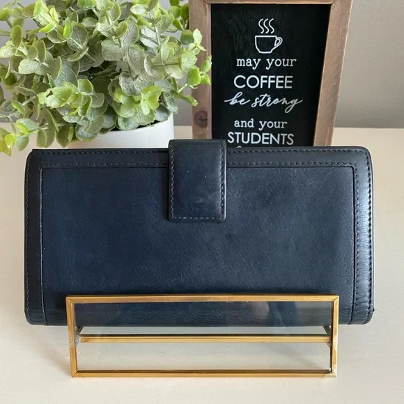 Gucci Vintage, Rare Navy Leather Wallet EUC w/ COA!